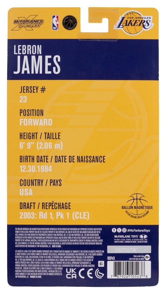 NBA SportsPicks Action Figure Lebron James (Los Angeles Lakers) 16 cm