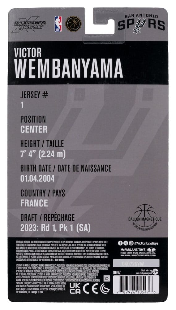 NBA SportsPicks Action Figure Victor Wembanyama (San Antonio Spurs) 17 cm