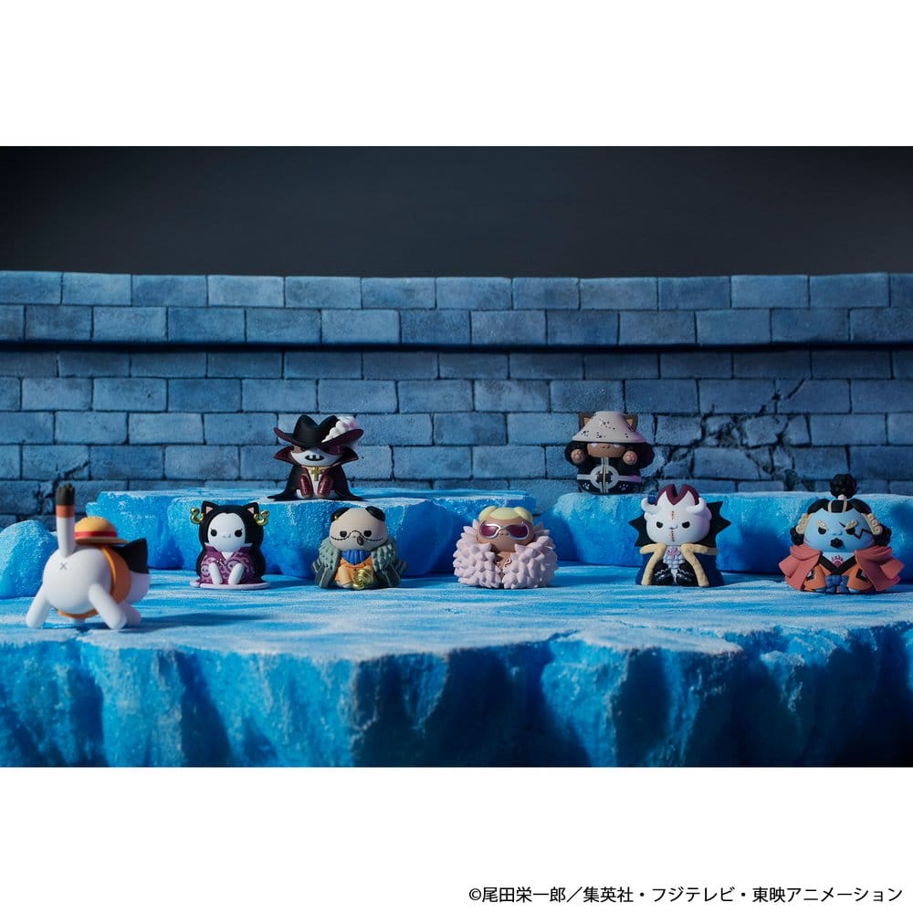 One Piece Mega Cat Project Nyan Piece Nyan! Luffy & the Seven Warlords of the Sea Mini Figures 3 cm Blind Box Display (8) (Repeat)