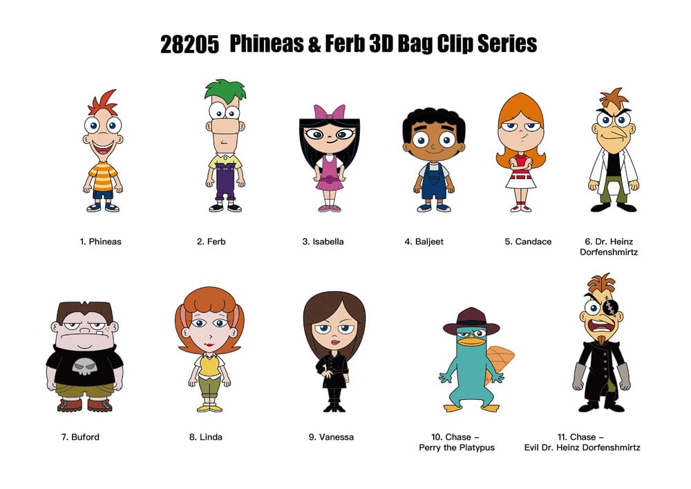 Phineas and Ferb 3D Foam Bag Clips Series 1 Display (24)