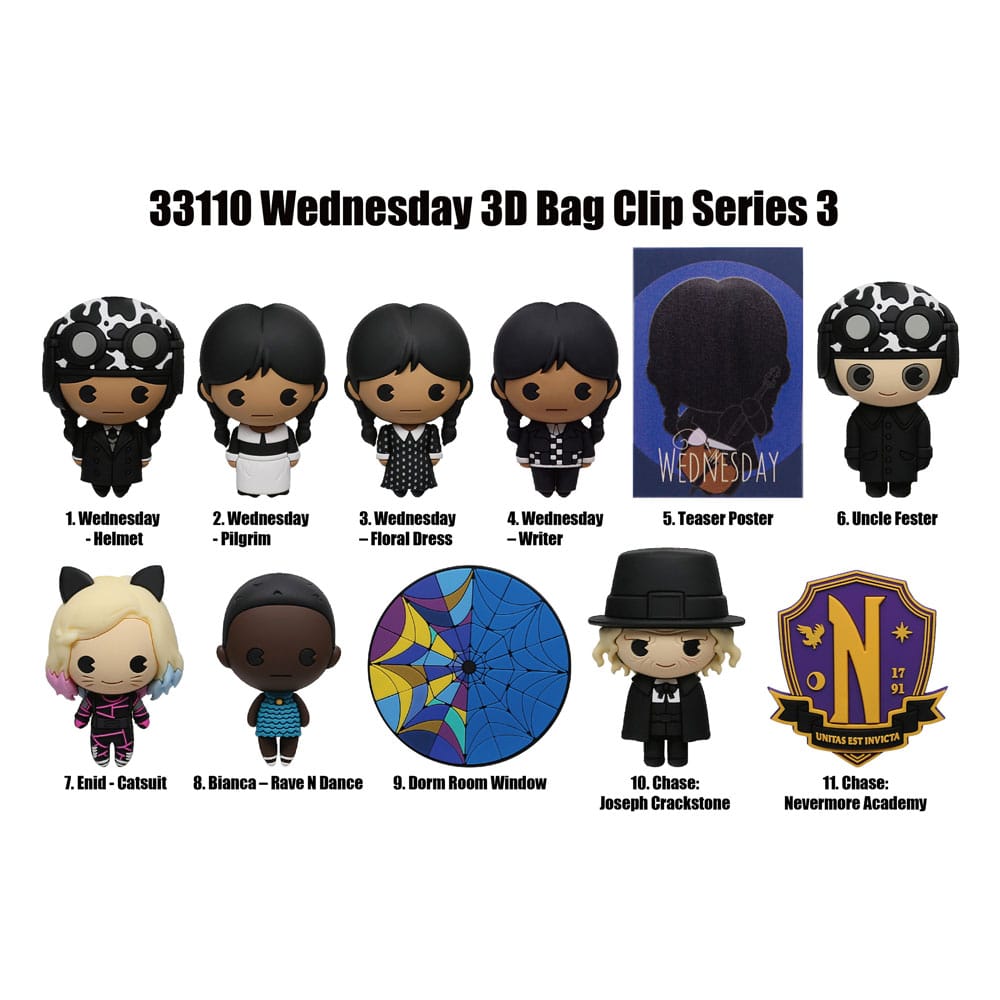 Wednesday  3D PVC Bag Clips Series 3 Display (24)