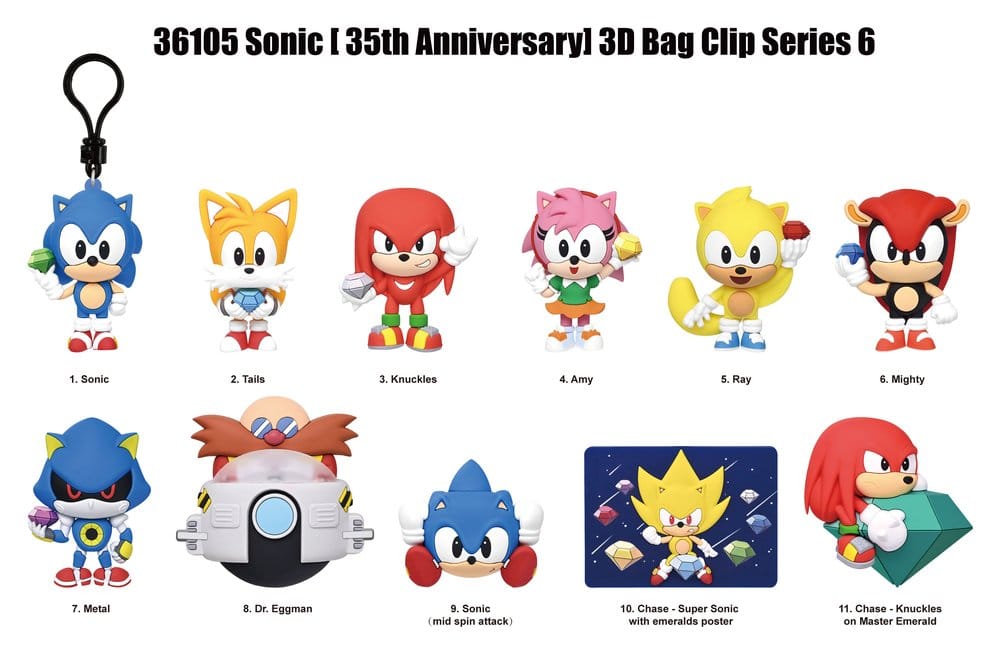 Sonic the Hedgehog 3D PVC Bag Clips Series 6 Display (24)