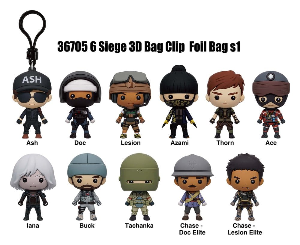 Six Siege 3D PVC Bag Clips Series 1 Display (24)