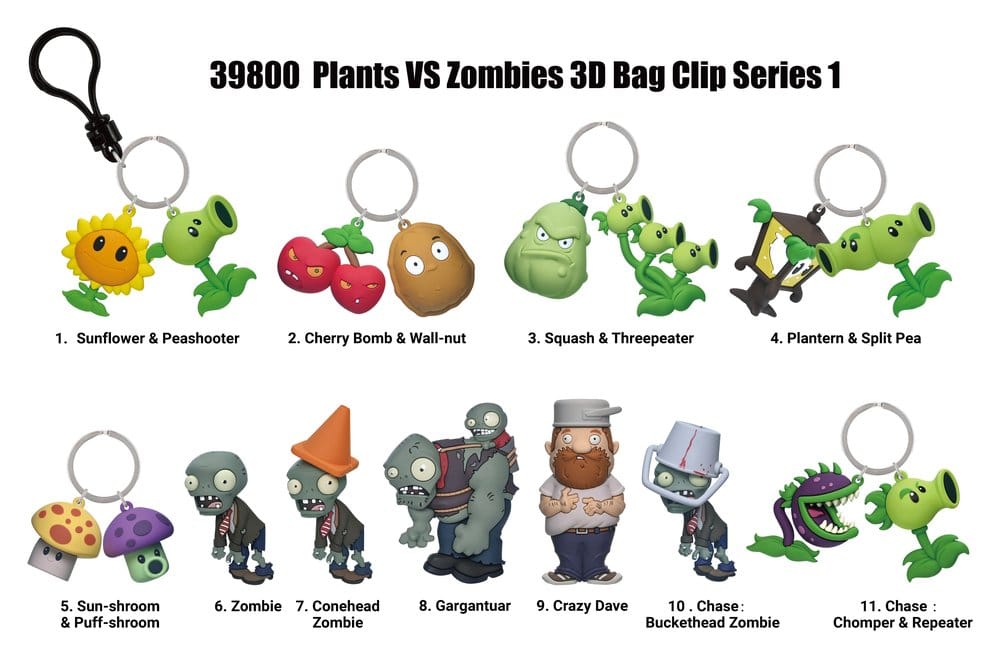 Plants vs. Zombies 3D Foam Bag Clips Series 1 Display (24)