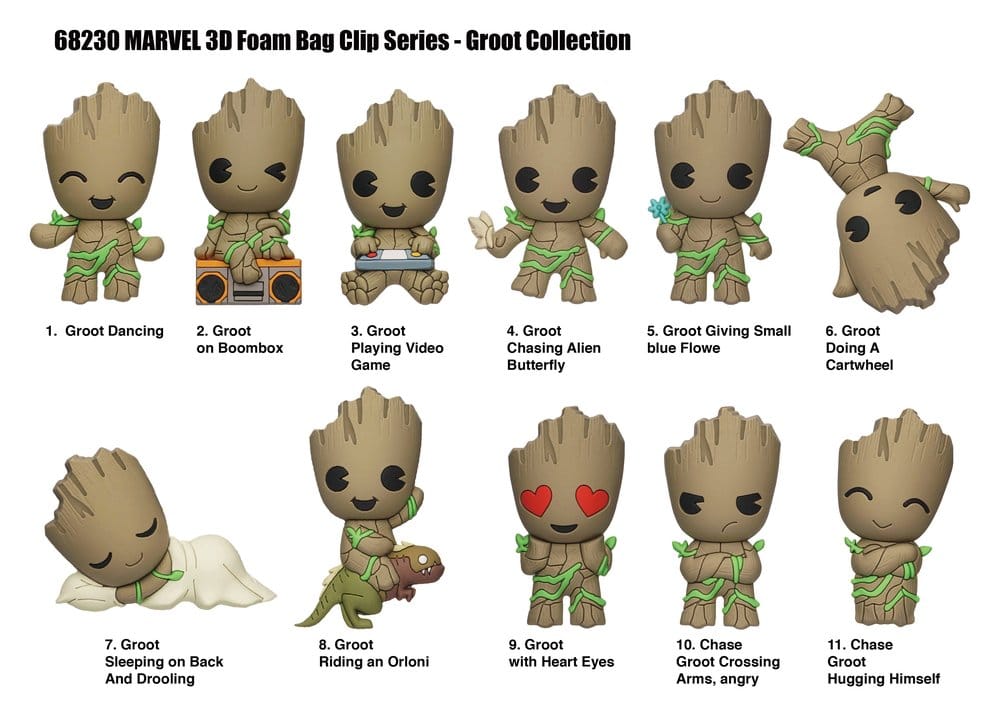 Marvel Groot 3D PVC Bag Clips Series 1 Blind Bag Display (24)