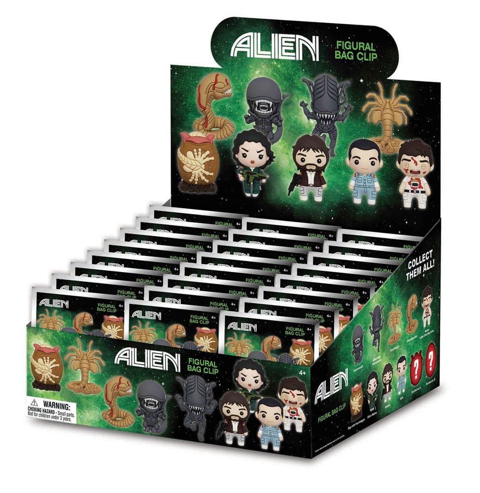 Alien 3D PVC Bag Clips  Series 1 Display (24)