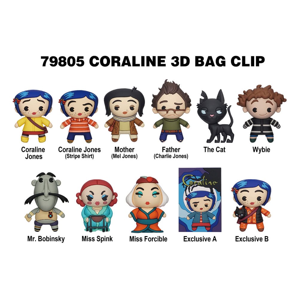 Coraline 3D PVC Bag Clips  Series 1 Display (24)