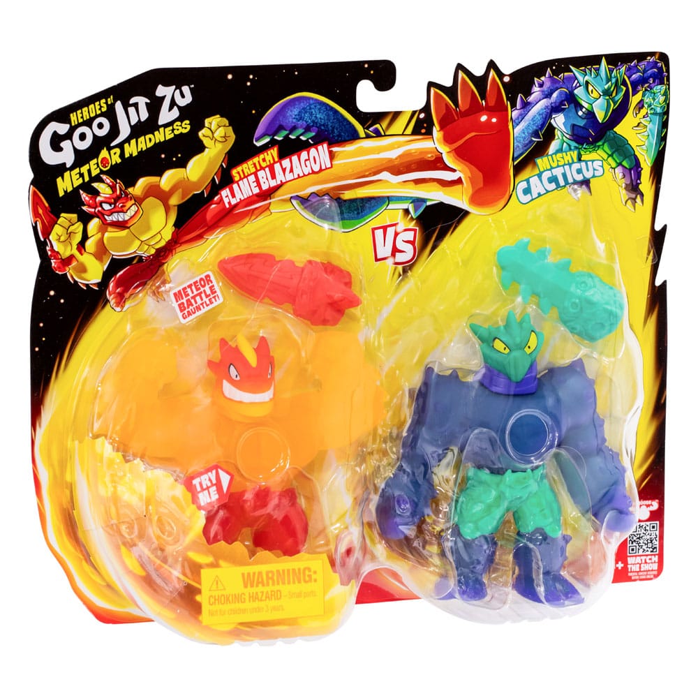 Heroes of Goo Jit Zu Meteor Madness Stretch Figures 2-Pack Flame Blazagon vs. Cacticus 13 cm