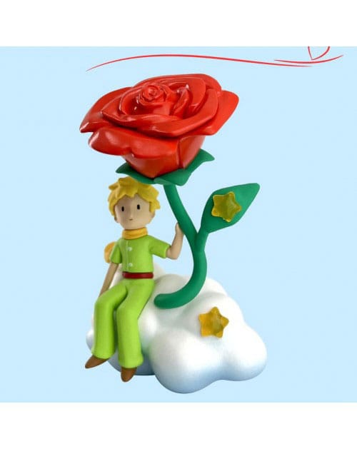 Der kleine Prinz Figur unter der Rose 9 cm