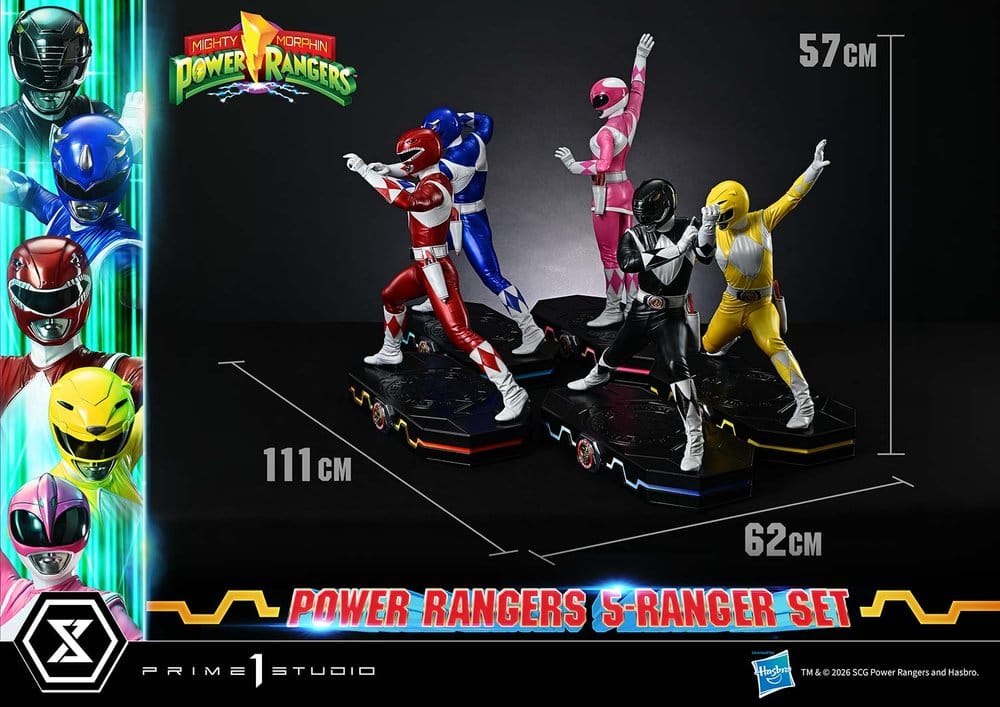 Mighty Morphin Power Rangers Premium Masterline Set of 5 Statues 1/4 Deluxe Version 62 cm