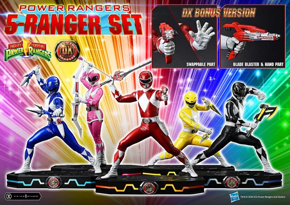 Mighty Morphin Power Rangers Premium Masterline Set of 5 Statues 1/4 Deluxe Bonus Version 62 cm