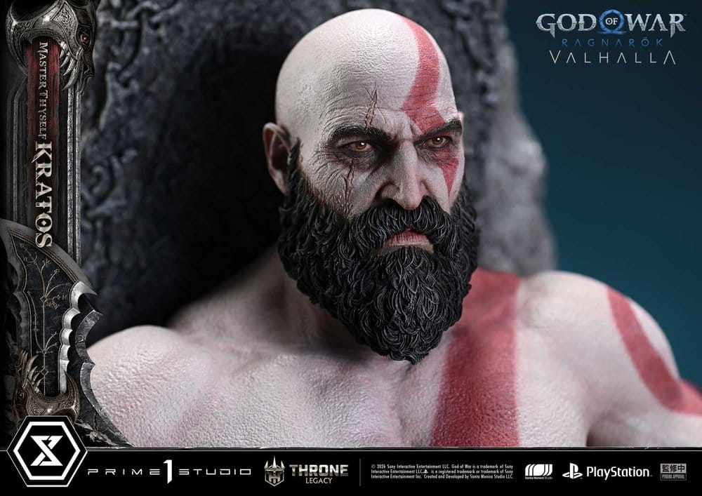 Throne Legacy God of War Series Statue 1/3 Ragnarok Master Thyself Kratos 67 cm