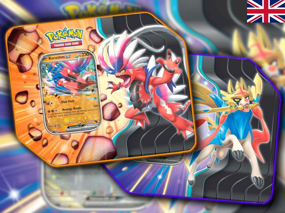 Pokémon TCG Slashing Legends ex Tins - Zacian/Koraidon Display (6) *English Version*