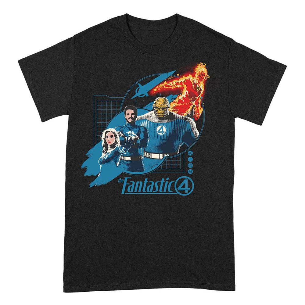 Fantastic Four T-Shirt Group Grid Blue  Size M