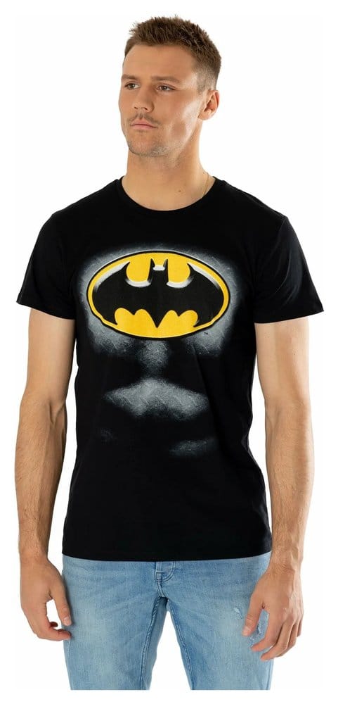 DC Comics T-Shirt Batman Logo Ripped Bevel Size L