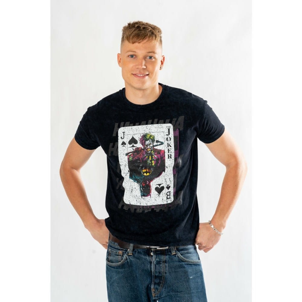 DC Comics T-Shirt The Joker Acid Wash Playing Card Size XL