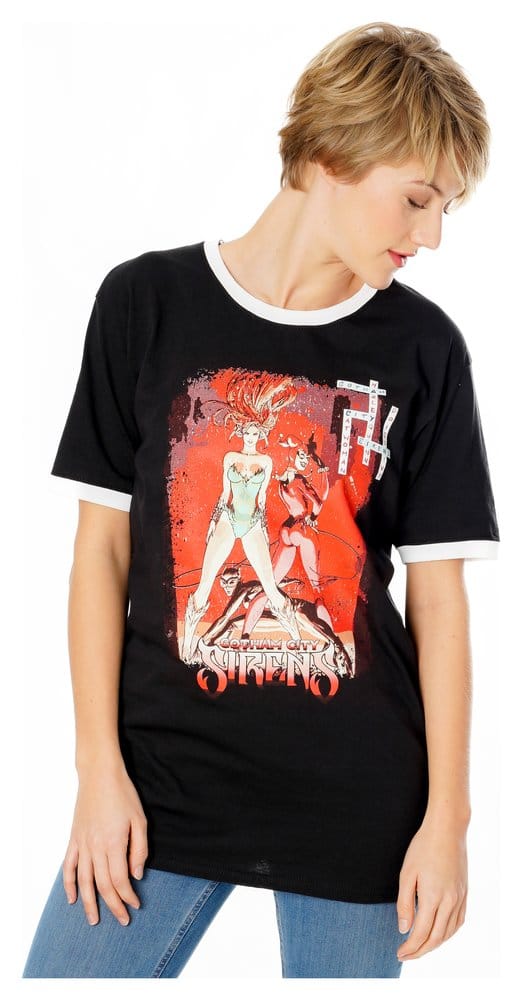 Gotham City Sirens T-Shirt Crossword Black Ringer Size M