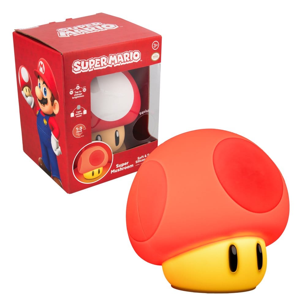 Super Mario SquishyGlo Silicon Light Super Mushroom Rechargeable 15 cm