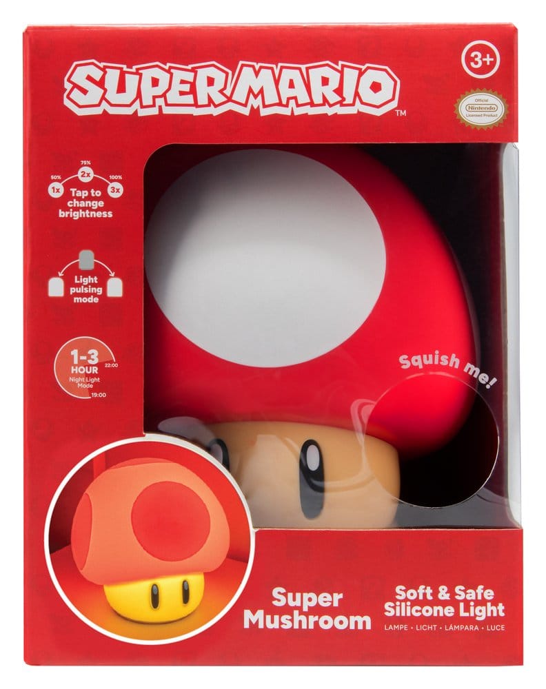 Super Mario SquishyGlo Silicon Light Super Mushroom Rechargeable 15 cm