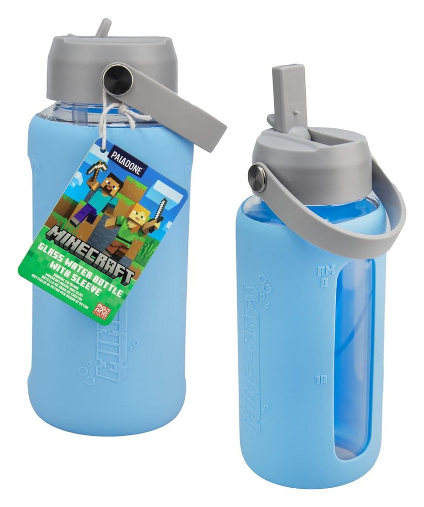 Minecraft Glass Water Bottle with Sleeve