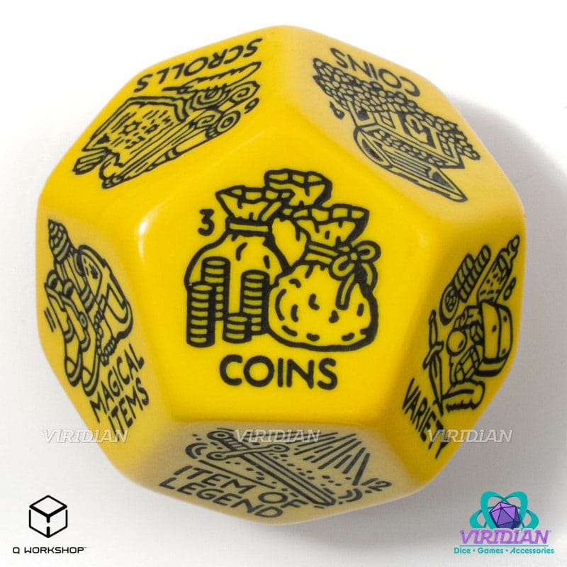 Viridian Jumbo Dice Treasure Generator Die D12 Yellow