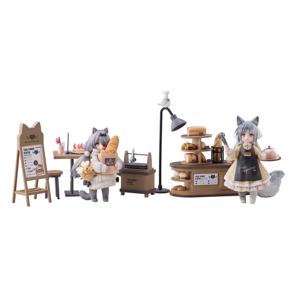 Decorated Life Collection PVC Statue Tea Time Cats - Cat Town Bakery Staff & Customer Set 12 cm