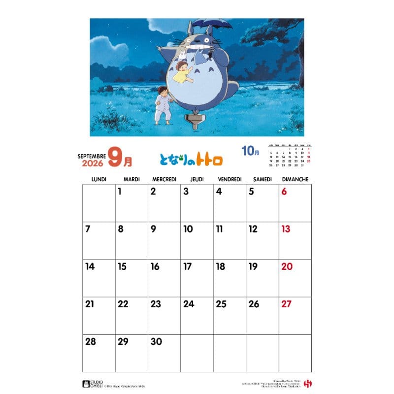 My Neighbor Totoro Calendar 2026 *French Version*