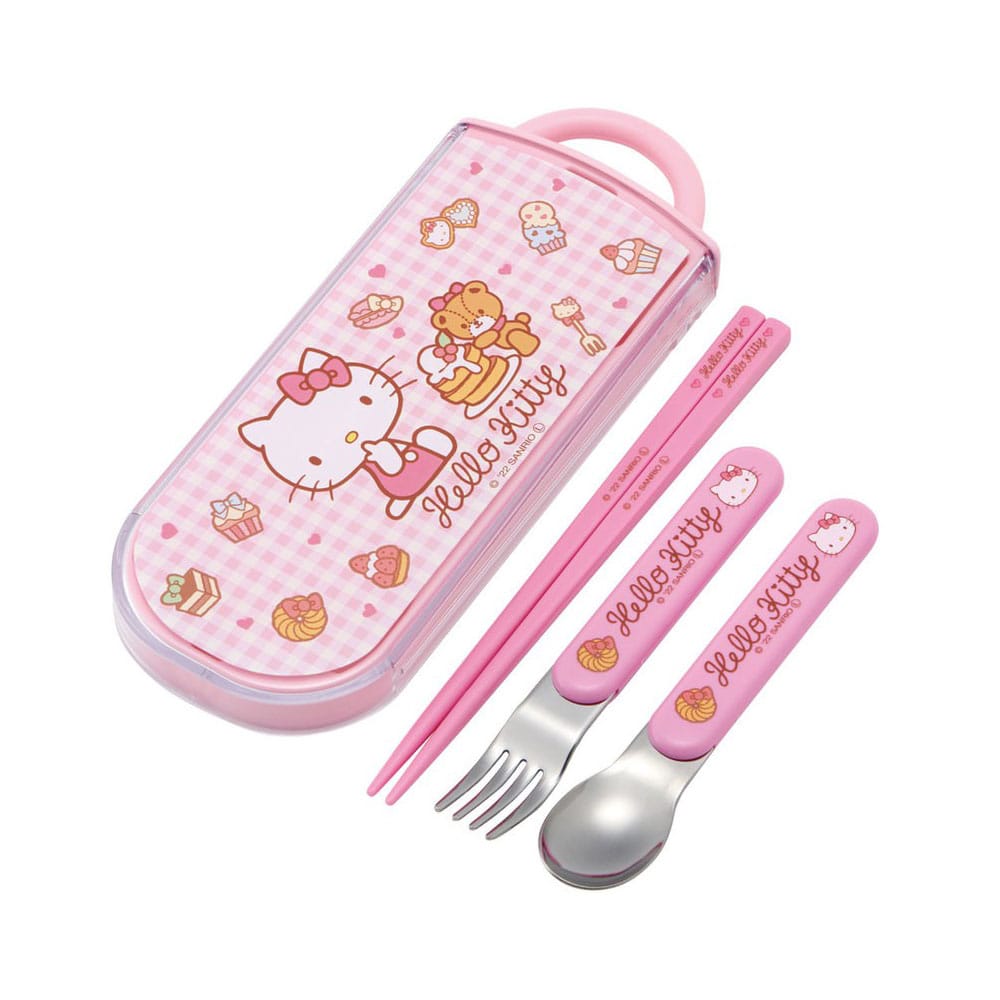 Hello Kitty Essstäbchen-, Löffel- und Gabel-Set, süßes Rosa