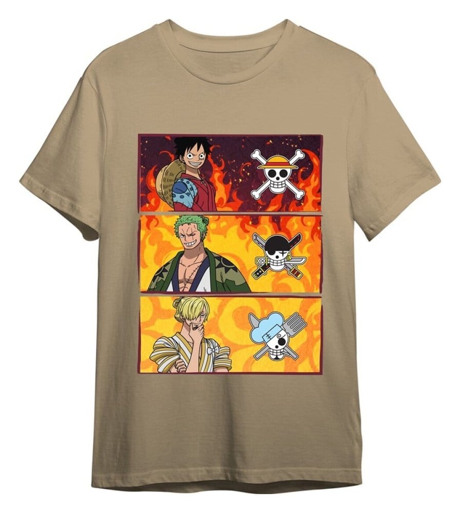 One Piece T-Shirt Monkey D. Luffy & Roronoa Zoro & Sanji Sand Size L