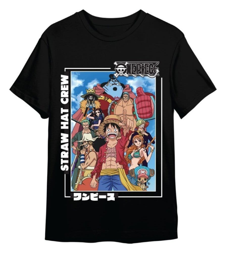 One Piece T-Shirt Straw Hat Crew Black Size XL