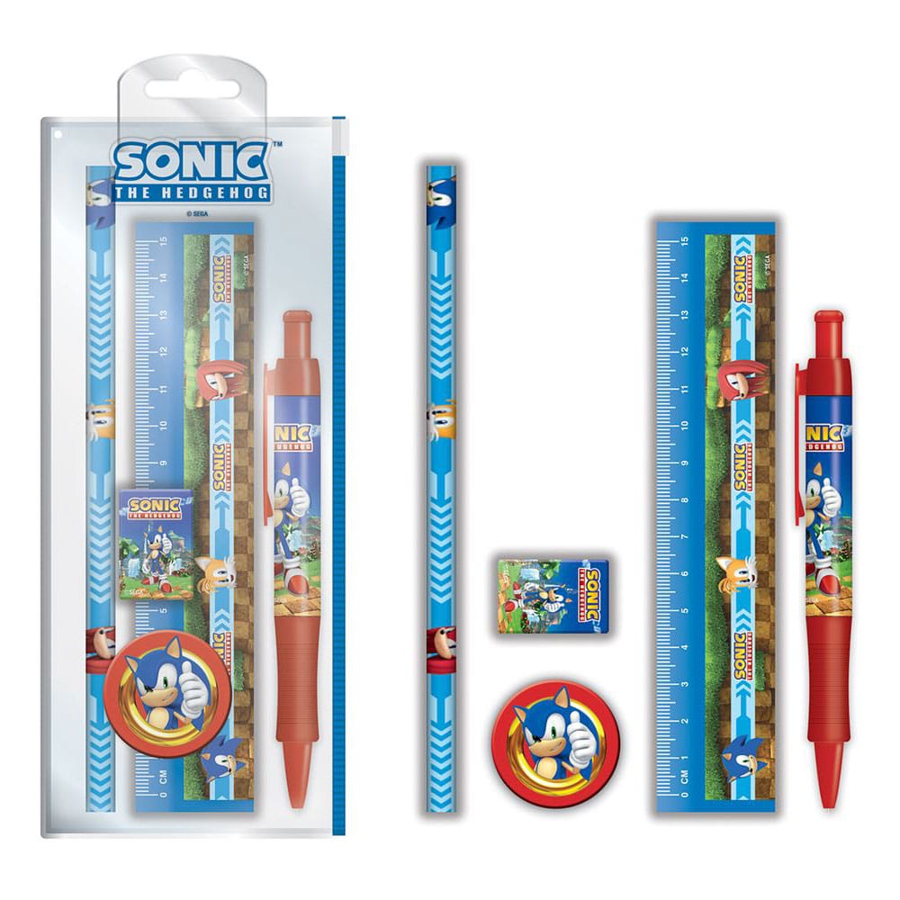 Sonic The Hedgehog 5-teiliges Briefpapier-Set mit goldenen Ringen