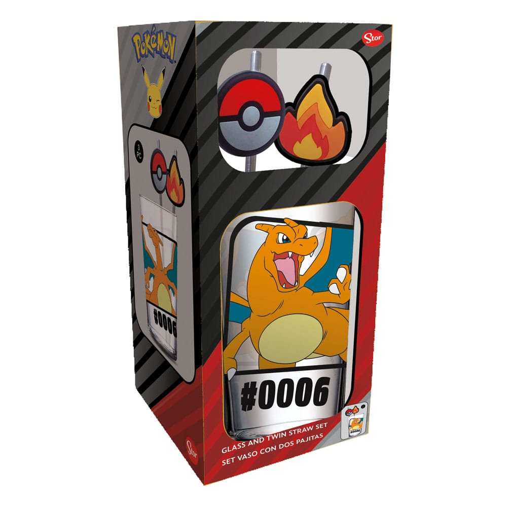 Pokémon Glass Tumbler with Straws Charizard 480 ml