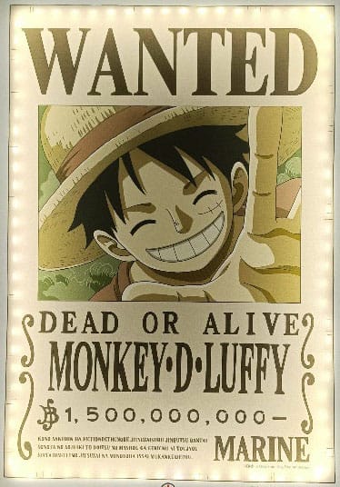 One Piece LED Wandleuchte Light Wanted Ruffy 30 cm