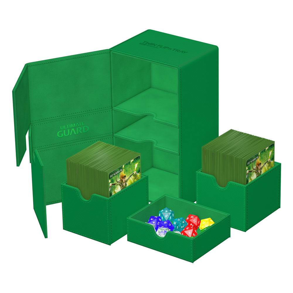 Ultimate Guard Twin Flip`n`Tray 200+ XenoSkin Monocolor Grün