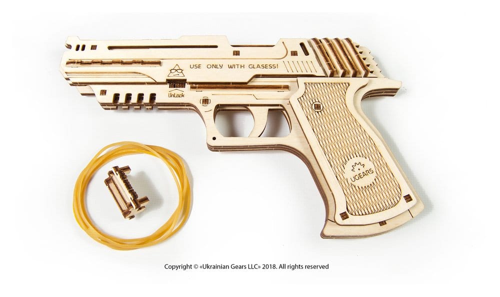 Ugears 3D Wooden Puzzle Wolf-01 Handgun