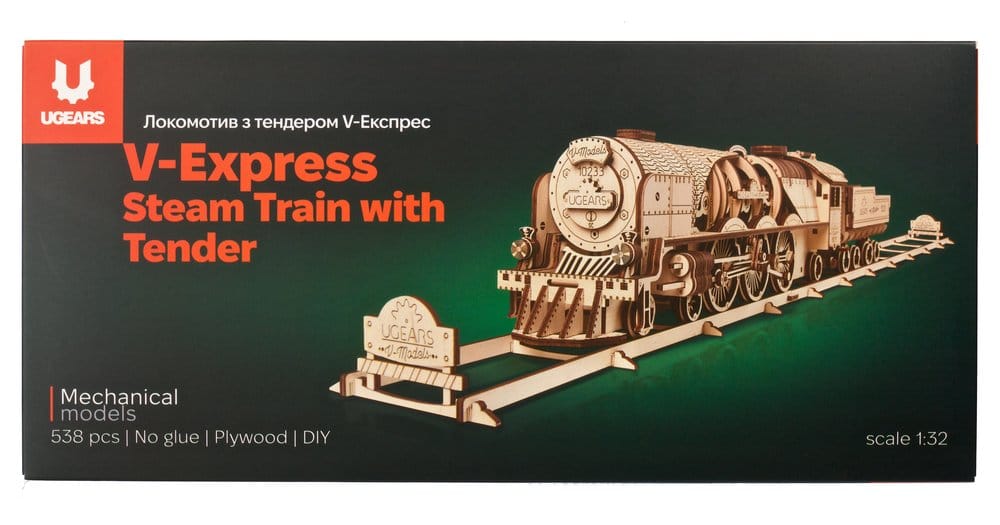 Ugears 3D Wooden Puzzle V-Express Steam Train with Tender
