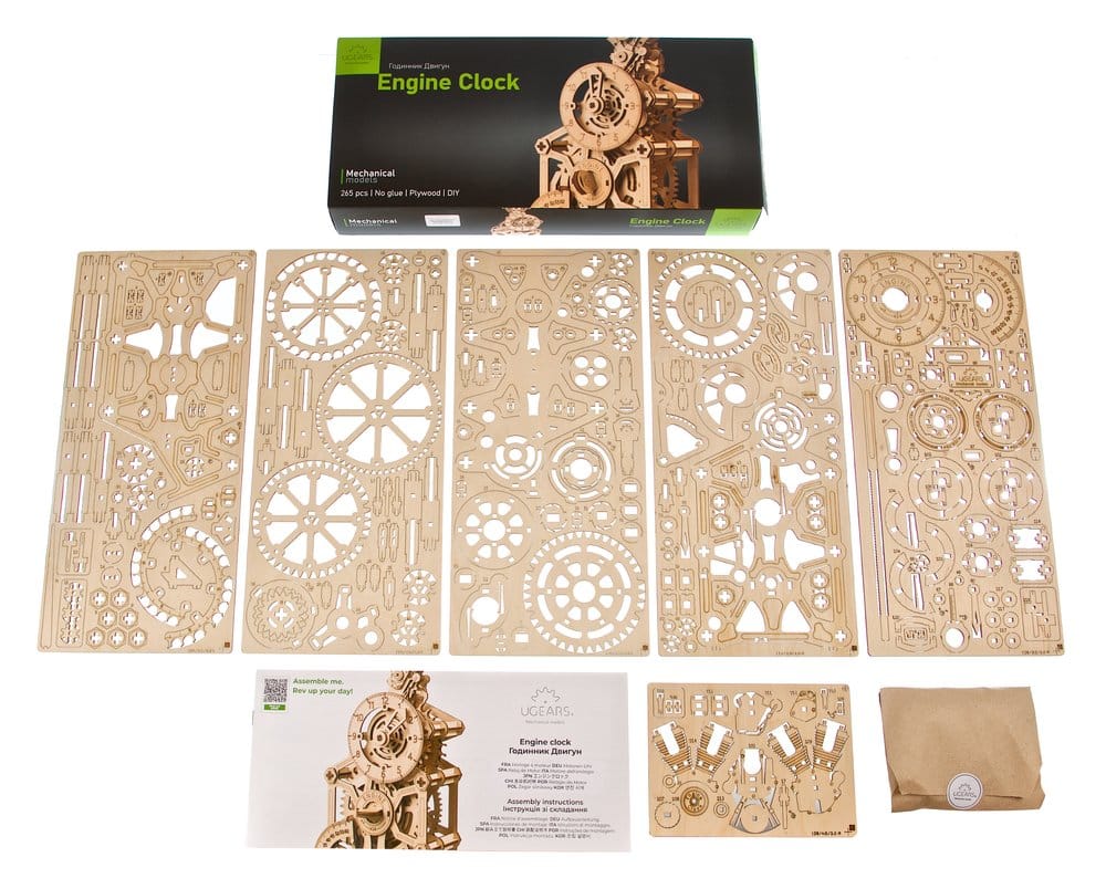 Ugears 3D Wooden Puzzle Engine Clock