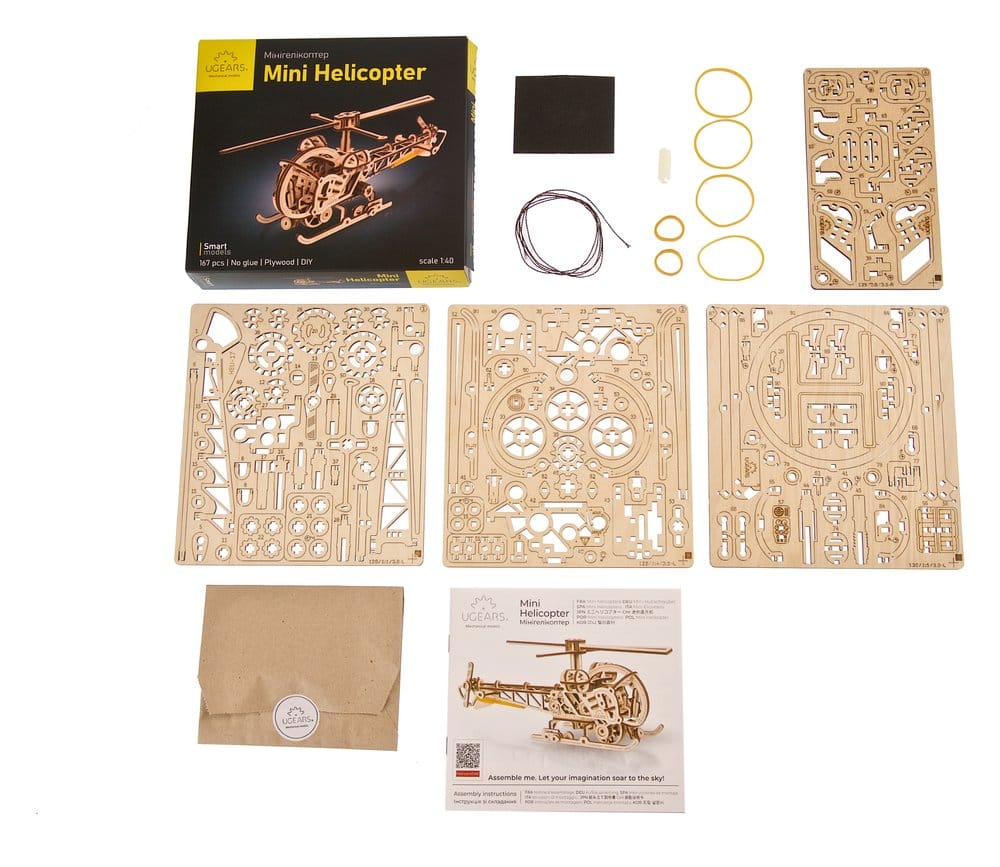 Ugears 3D Wooden Puzzle Mini Helicopter