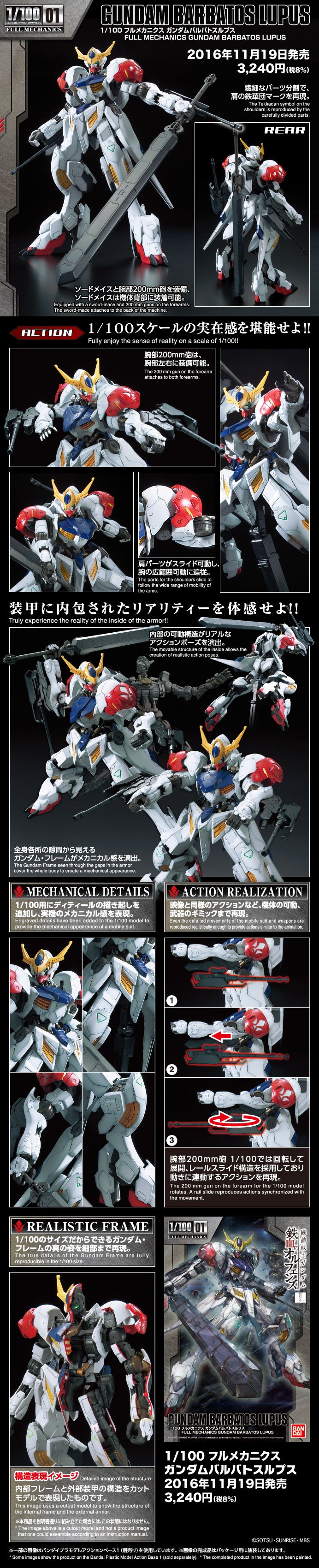 1/100 Non Grade Gundam Barbatos Lupus Full Mechanics