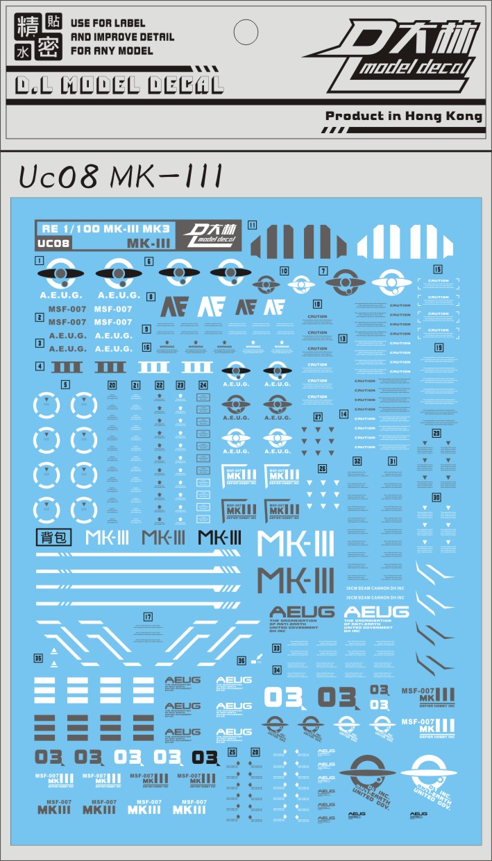D.L Model Decal - UC08 - RE MK-III MK3 1/100