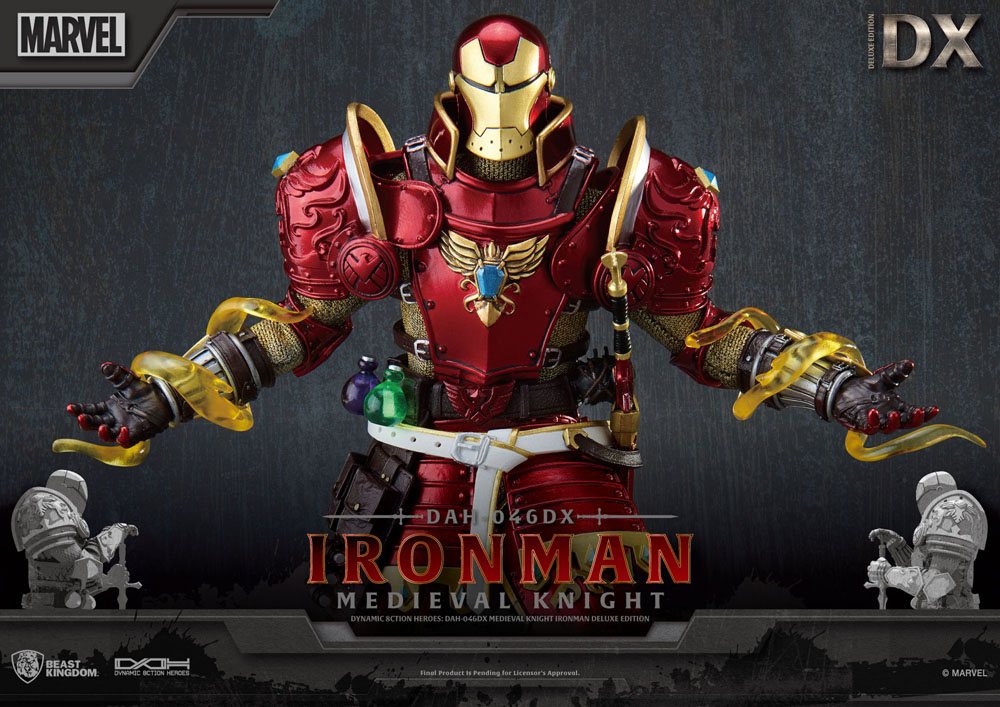 Marvel Dynamic 8ction Heroes Actionfigur 1/9 Medieval Knight Iron Man Deluxe Version 20 cm