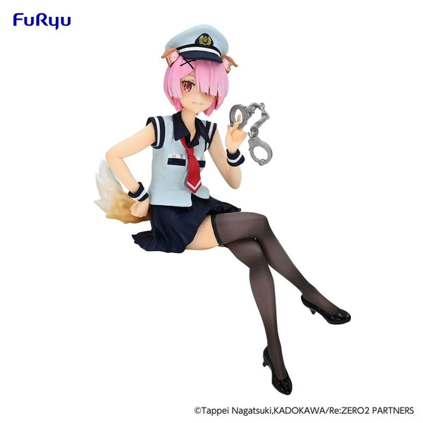 Re:Zero Starting Life in Another World Noodle Stopper PVC Statue Ram Police Officer Cap with Dog Ears 16 cm