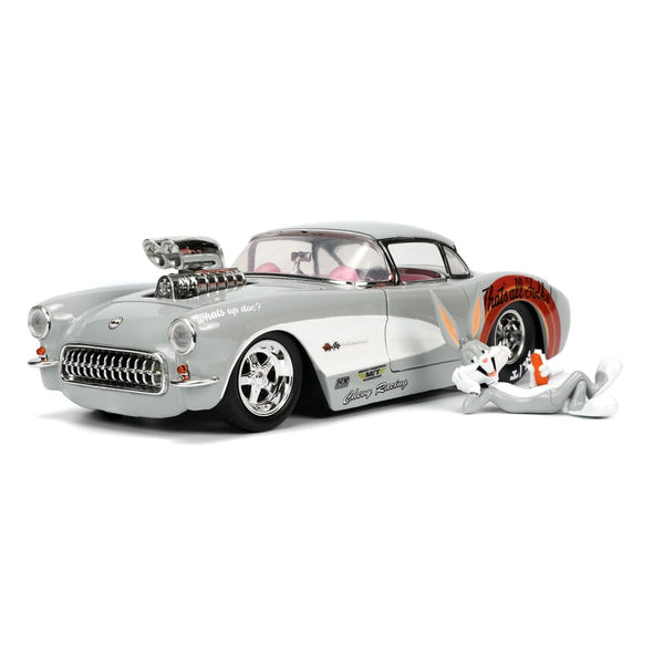 Looney Tunes Hollywood Rides Diecast Model 1/24 1957 Chevrolet Corvette with Bugs Bunny Figur