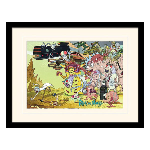 Rick and Morty Collector Print Framed Poster Creature Barrage (white background)