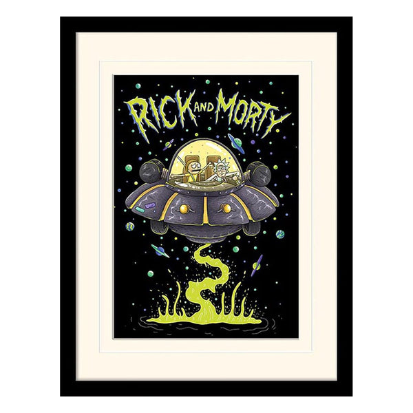 Rick and Morty Collector Print Framed Poster Ufo (white background)