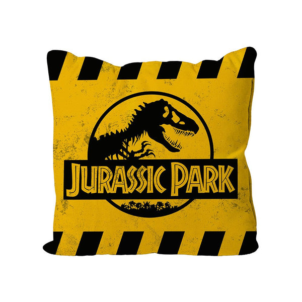 Jurassic Park Cushion Caution Yellow Logo 40 x 40 cm